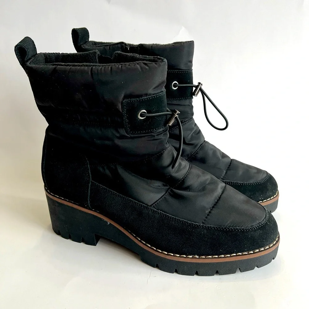BLONDO Women's 9.5 Darci Puffer Waterproof Bootie Cow Suede Black‎ NEW